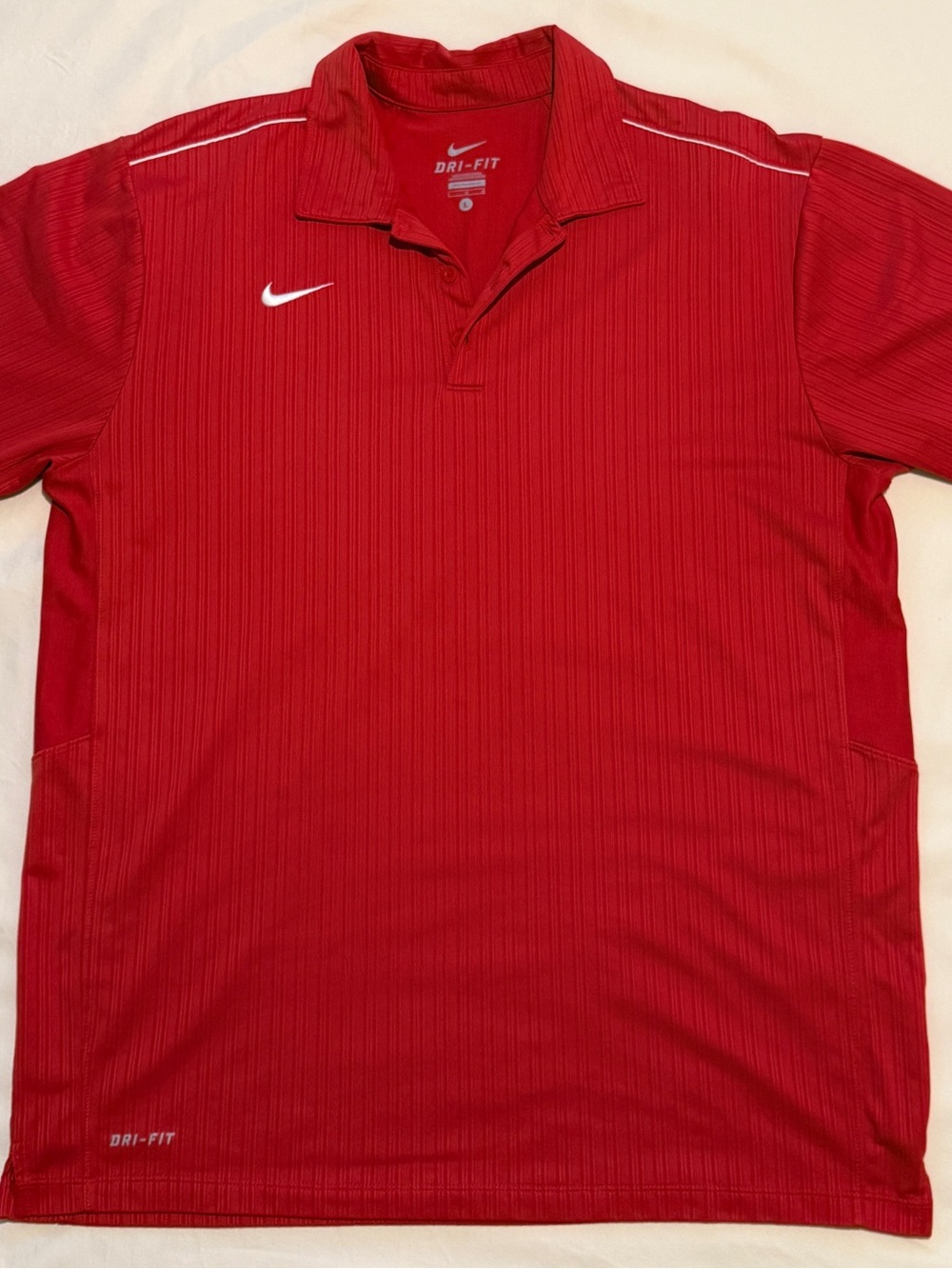 Nike Men's Red Dri-FIT Polo with White Accents